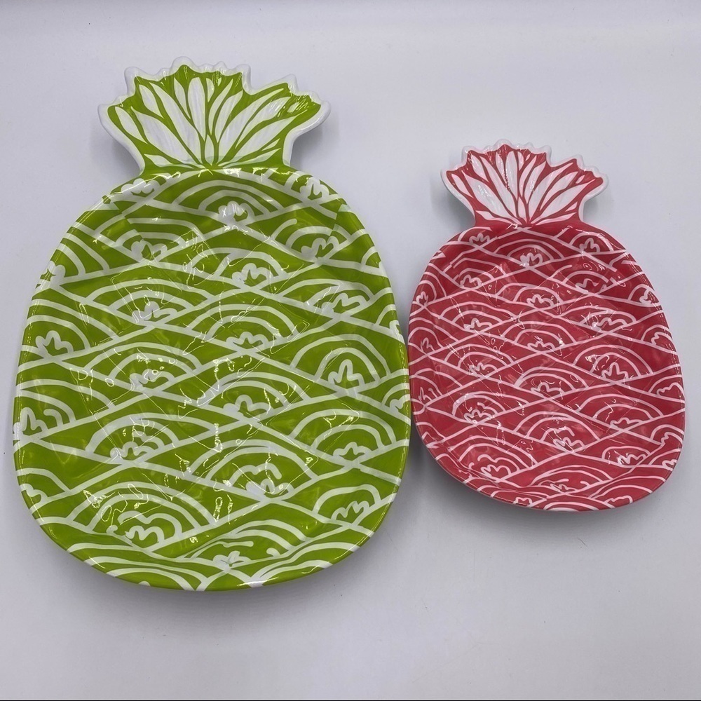 Pineapple Plastic Food Trays Green/White & Pink/White